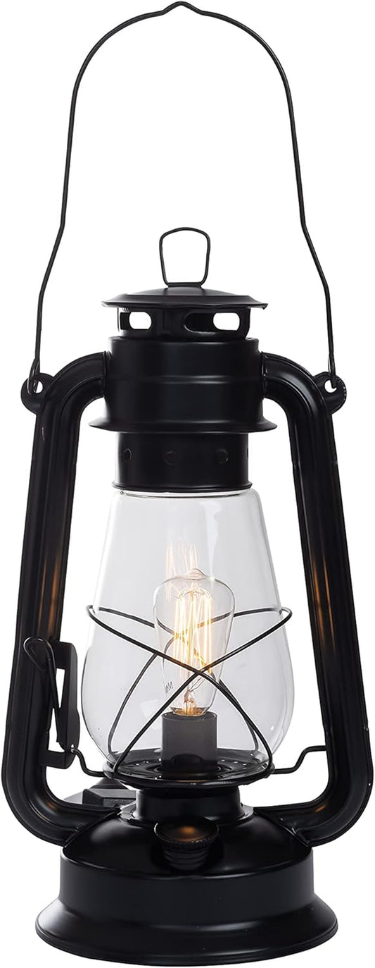 Rustic Farmhouse Lantern Table Lamp: Dimmable, Edison Bulb, Line Cord Dimmer - Medium Body, Rustic Finish, US UL/ULC Canada Safety Listed by  USA
