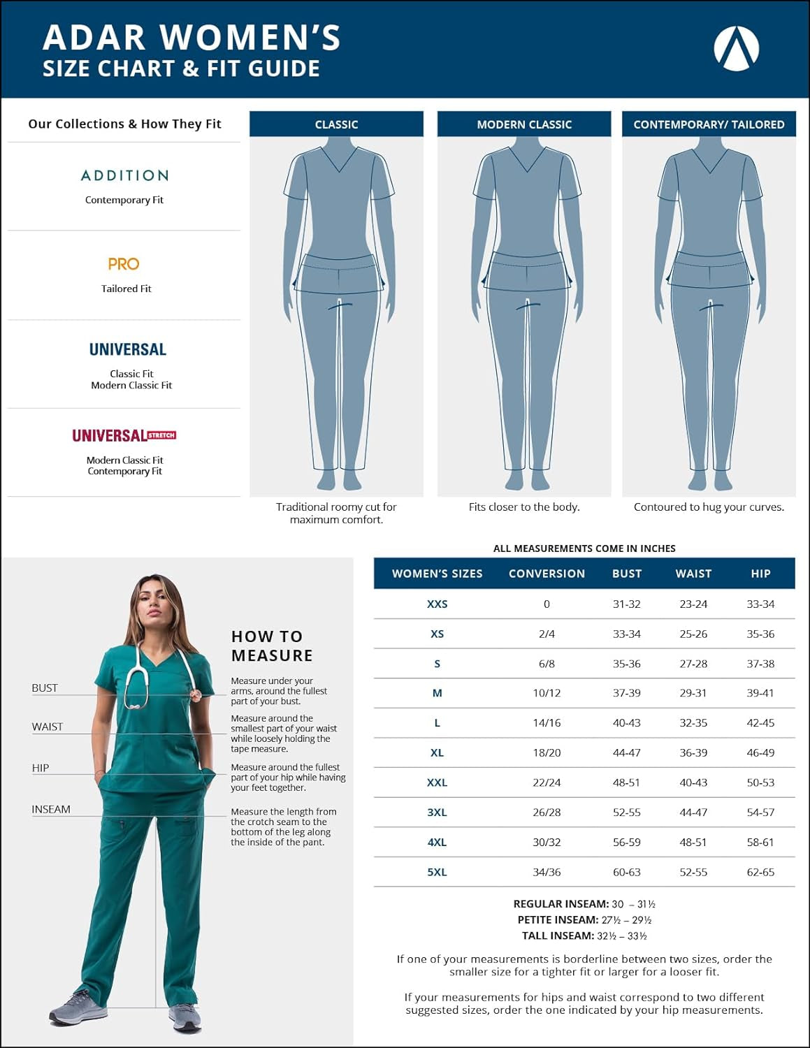 Adar Underscrubs for Women 3 Pack - Long Sleeve Underscrub Comfort Tee