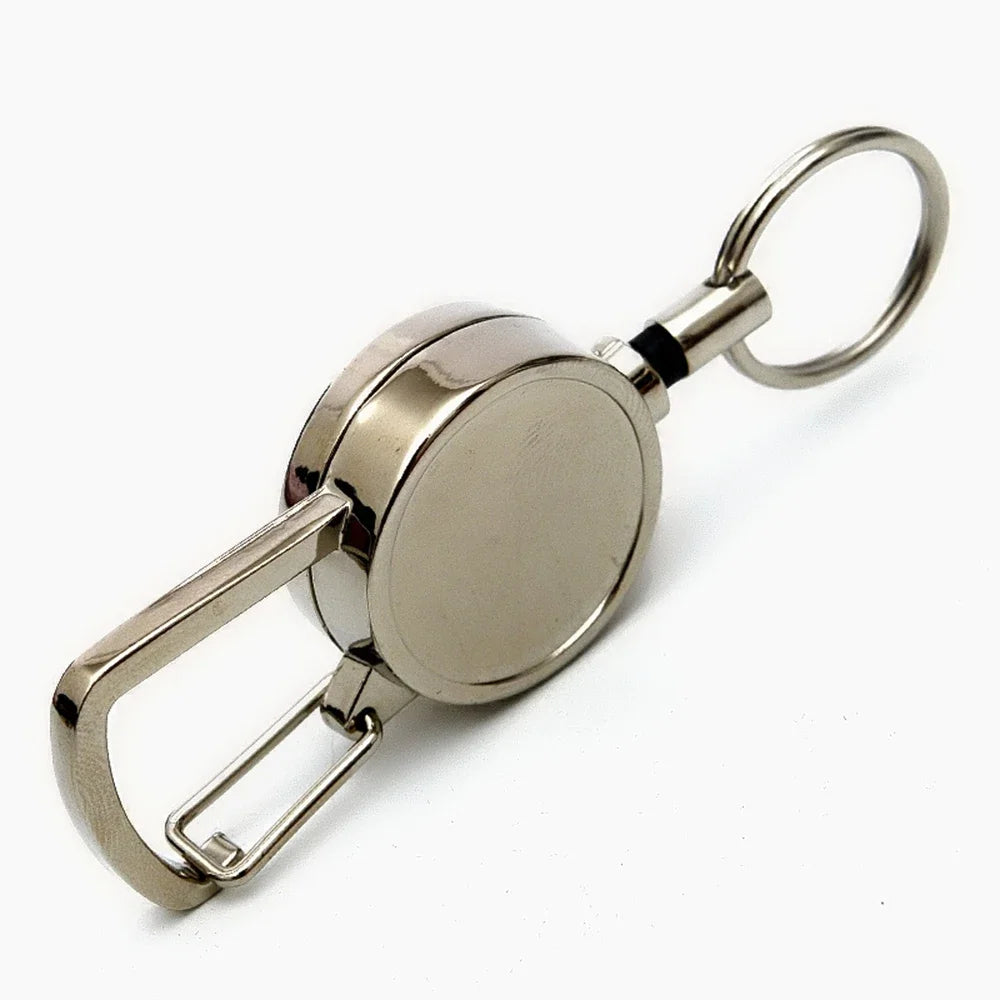 Retractable Metal Wire Keychain Pull Badge Reel ID Lanyard Name Tag Card Badge Holder Reels Recoil Chain Clips Outdoor Key Ring