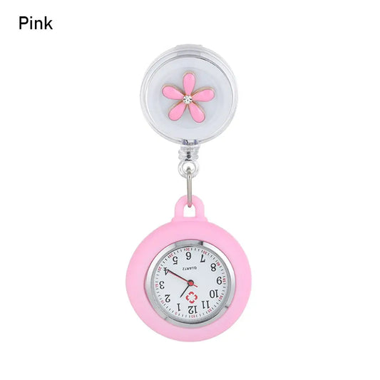 Nurse Doctor Retractable Pocket Watches Hospital Medical Women Men Retractable Reel Id Badge Glass Office Working Clip Watches