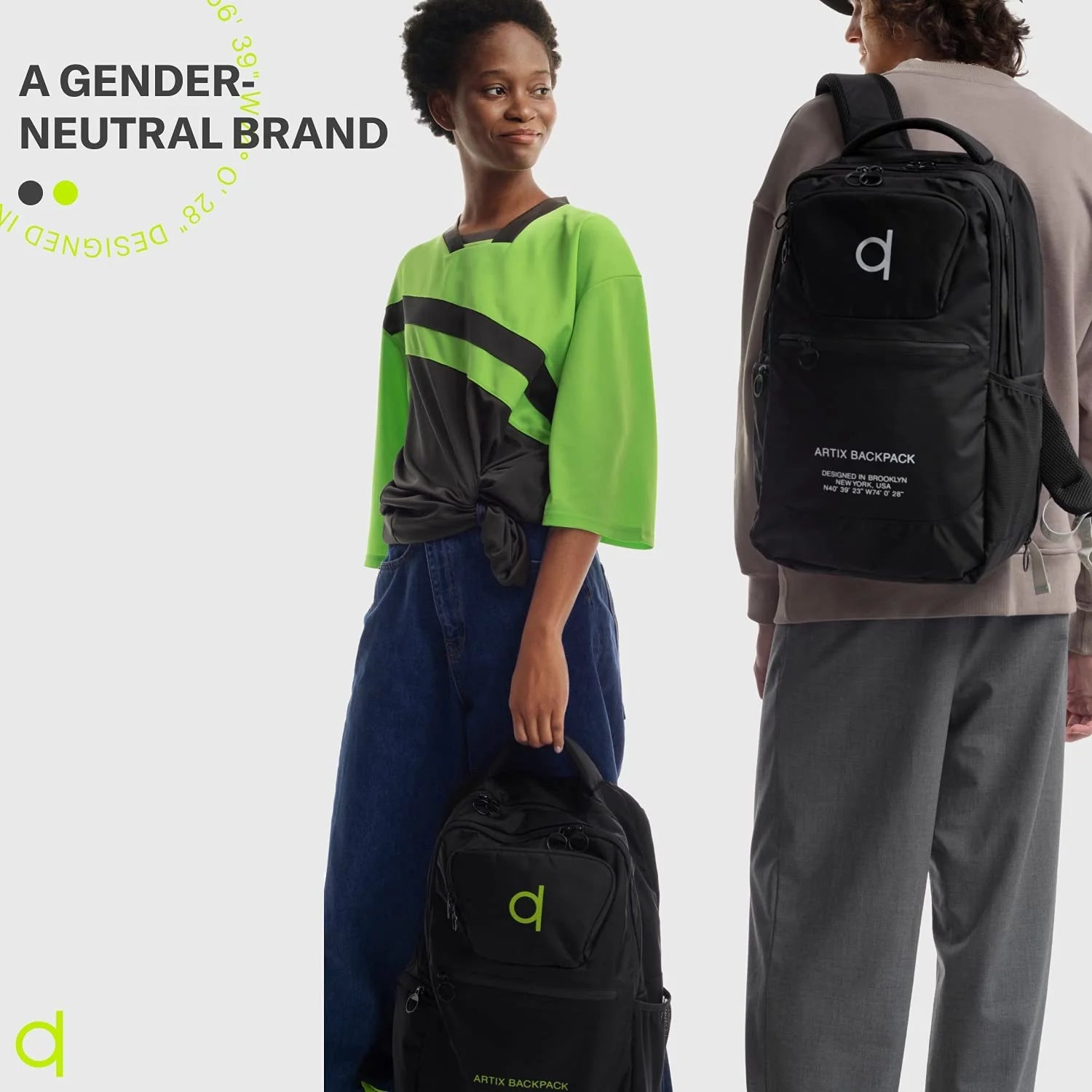 ® Waterproof Laptop Backpack for Men & Women | Large 17.3-Inch Travel Backpack | Stylish & Durable Computer Bag for Business, Office & Work | Versatile Rucksack for Adults (Black/Green)